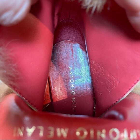 Antonio Melani suede fur trimmed stiletto ankle booties 6 - Picture 9 of 13